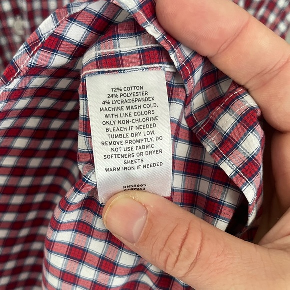Nordstrom Men's Shop Tech-Smart Trim Fit Short Sleeve Red Blue White Checkered - Picture 9 of 10